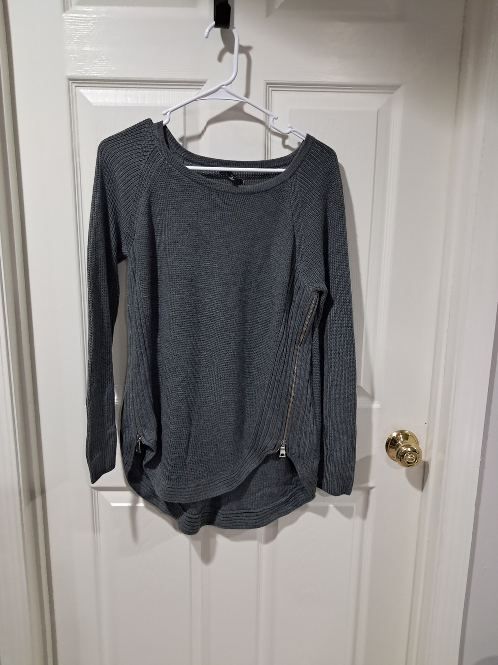 INC International Concepts Charcoal Gray Ribbed Knit Sweater